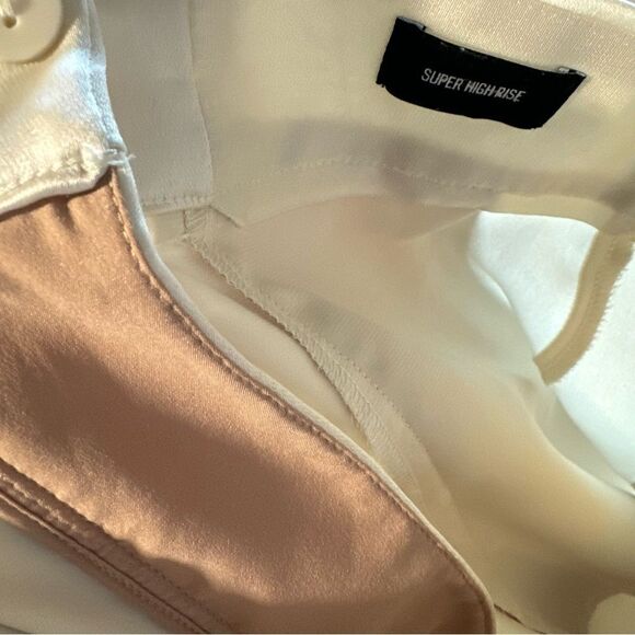 Express White Cream Super High Waisted Satin Cargo Ankle Pants - Picture 11 of 11